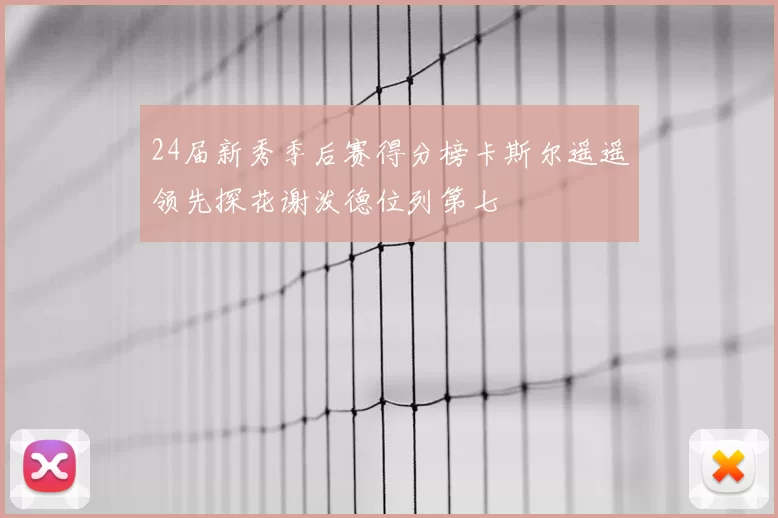 24届新秀季后赛得分榜卡斯尔遥遥领先探花谢泼德位列第七