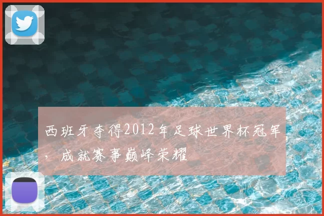 西班牙夺得2012年足球世界杯冠军,成就赛事巅峰荣耀